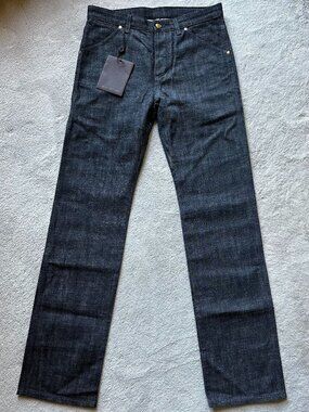 Brand New LOUIS VUITTON Dark Grey RAW COTTON DENIM Slim JEANS Sz 40 FR/30-31 US